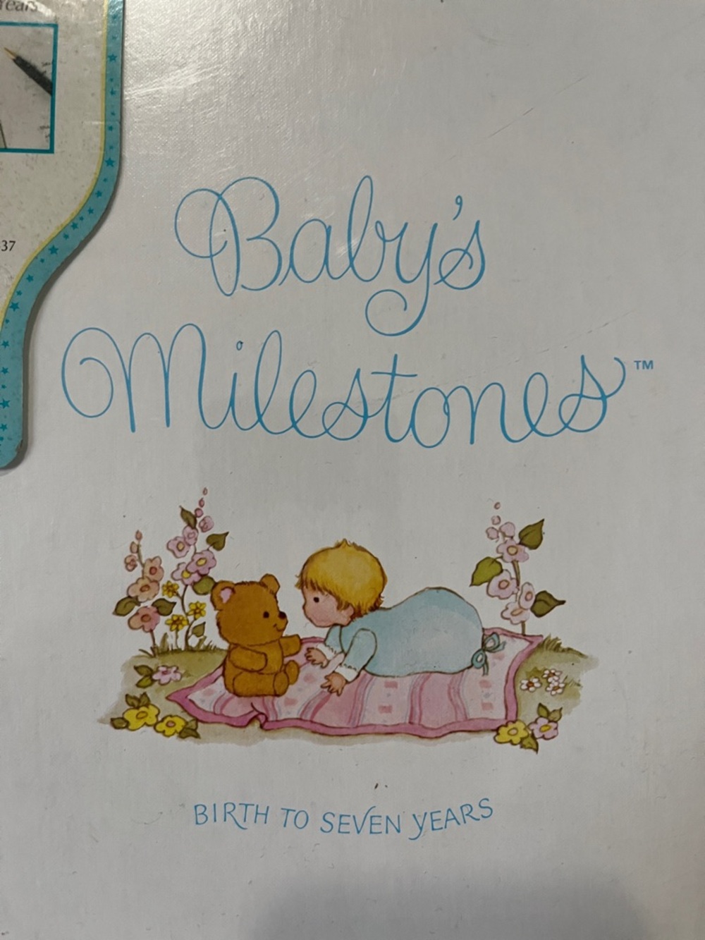 Precious Moments Vintage Baby's Milestones Memory Book - White, Pink, Blue - Picture 2 of 5